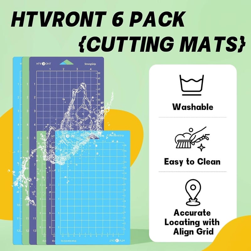 HTVRONT Cutting Mat Compatible with Cricut Joy, 6 Pack Cutting Mats (3 Pcs 4.5X12in & 3 Pcs 4.5X6.5in), Variety Adhesive Cutting Mats Replacement Accessories Compatible with Cricut Joy Accessories - Image 4